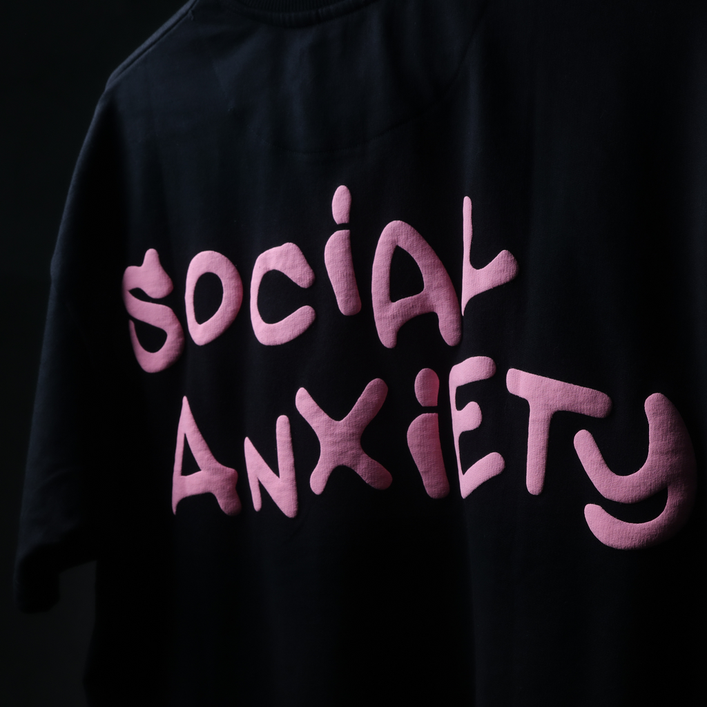 TOO SOBER & SOCIAL ANXIETY BLACK T-SHIRT