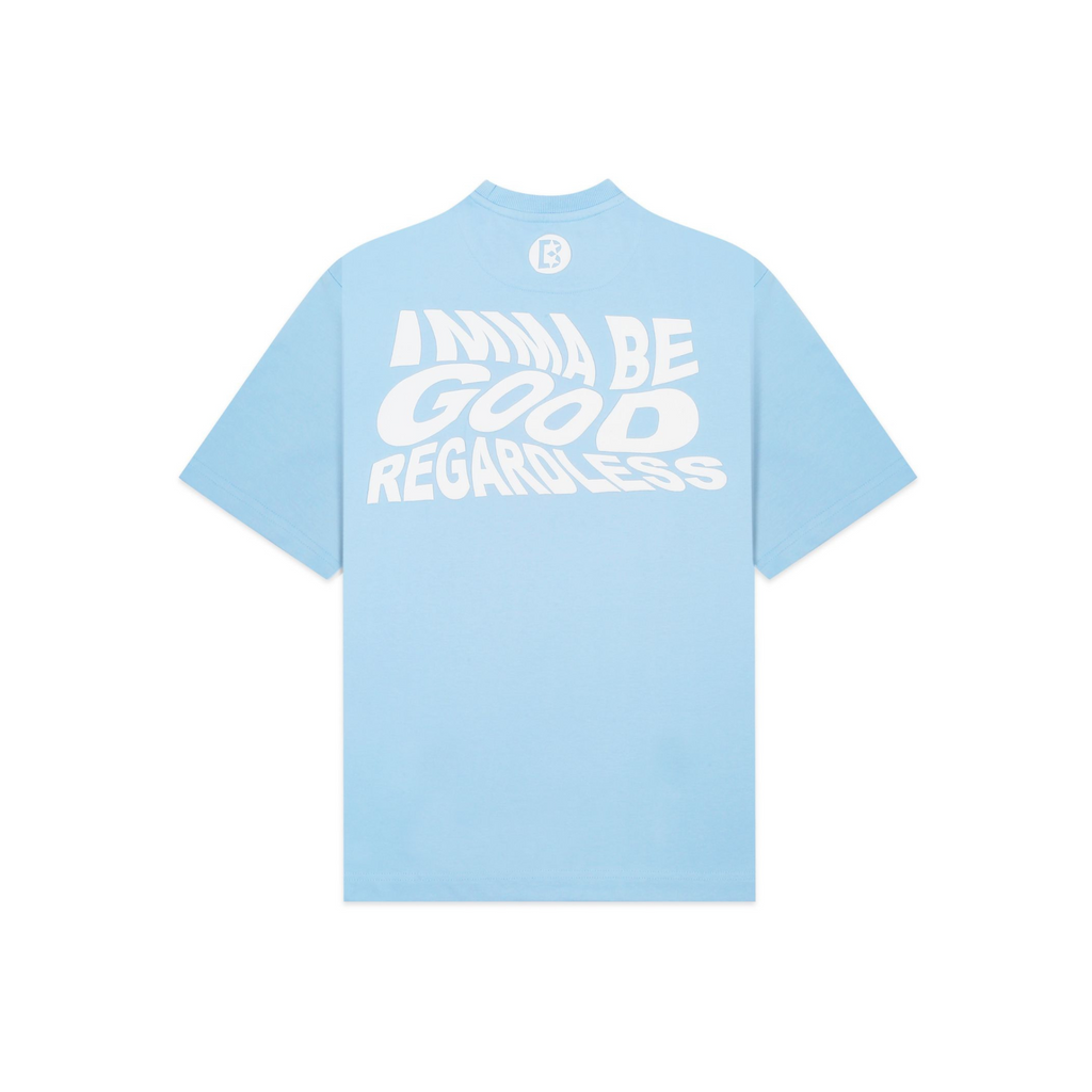 Don't Worry Printed Powder Blue T-shirt