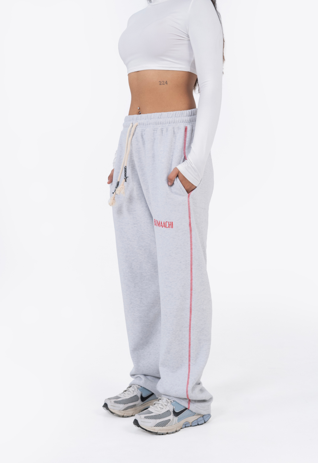 Unisex Grey Stitched line Track Pant