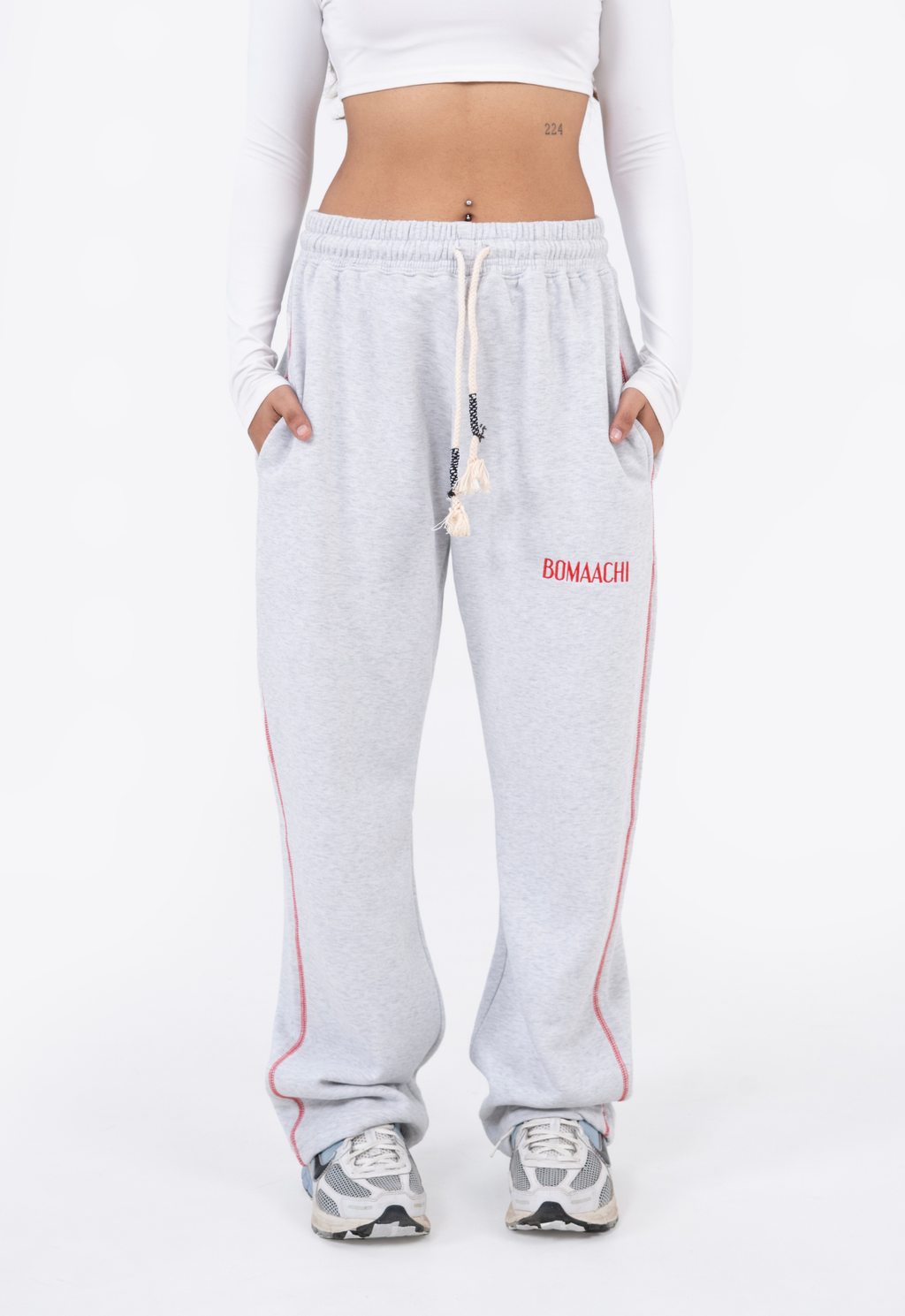 Unisex Grey Stitched line Track Pant