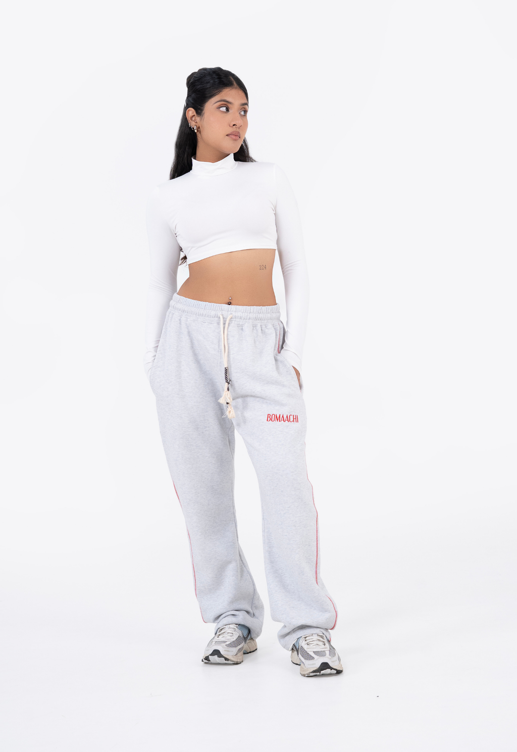 Unisex Grey Stitched line Track Pant