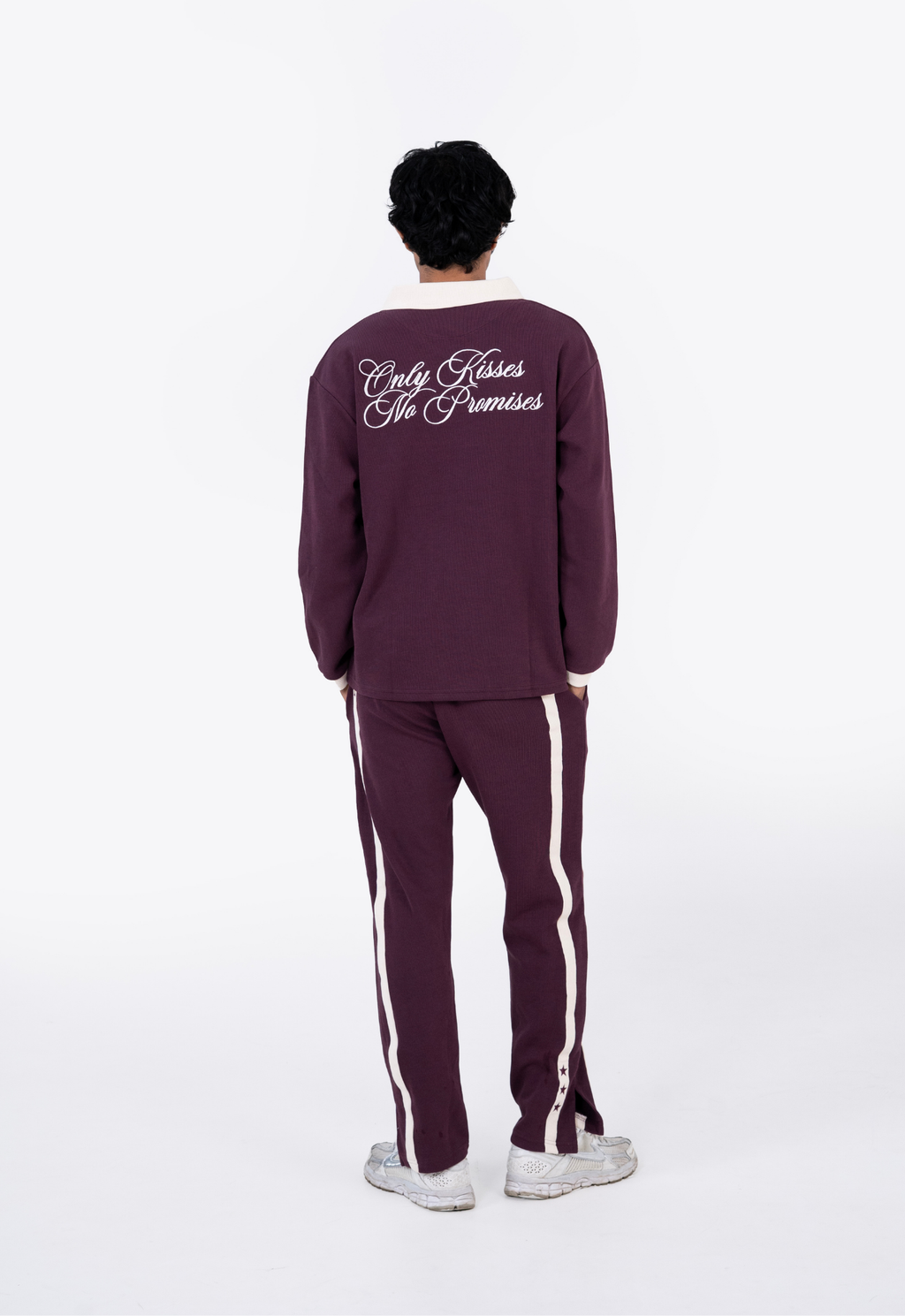 Only Kisses Burgandy Oversized Full-Sleeve Polo