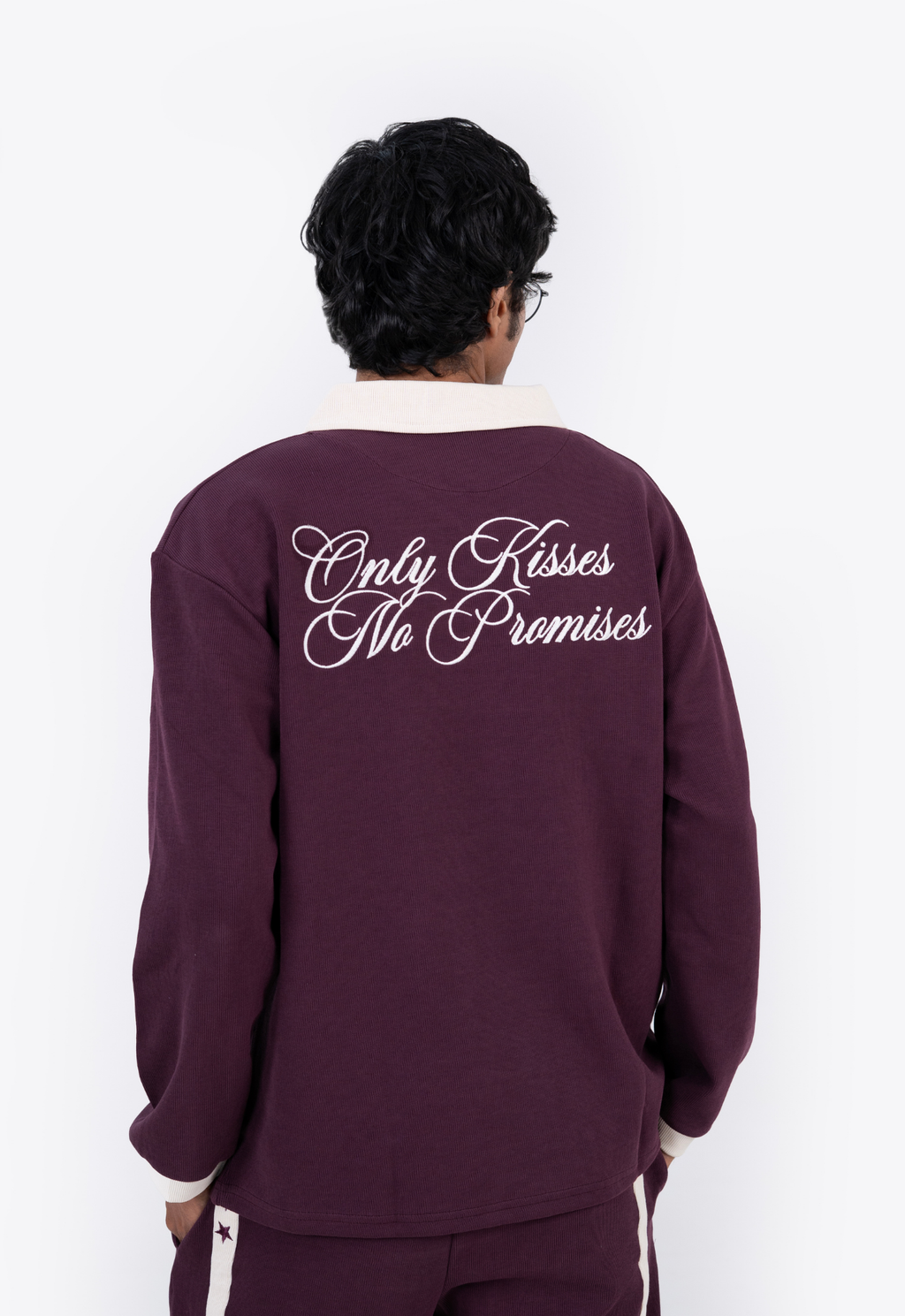 Only Kisses Burgandy Oversized Full-Sleeve Polo