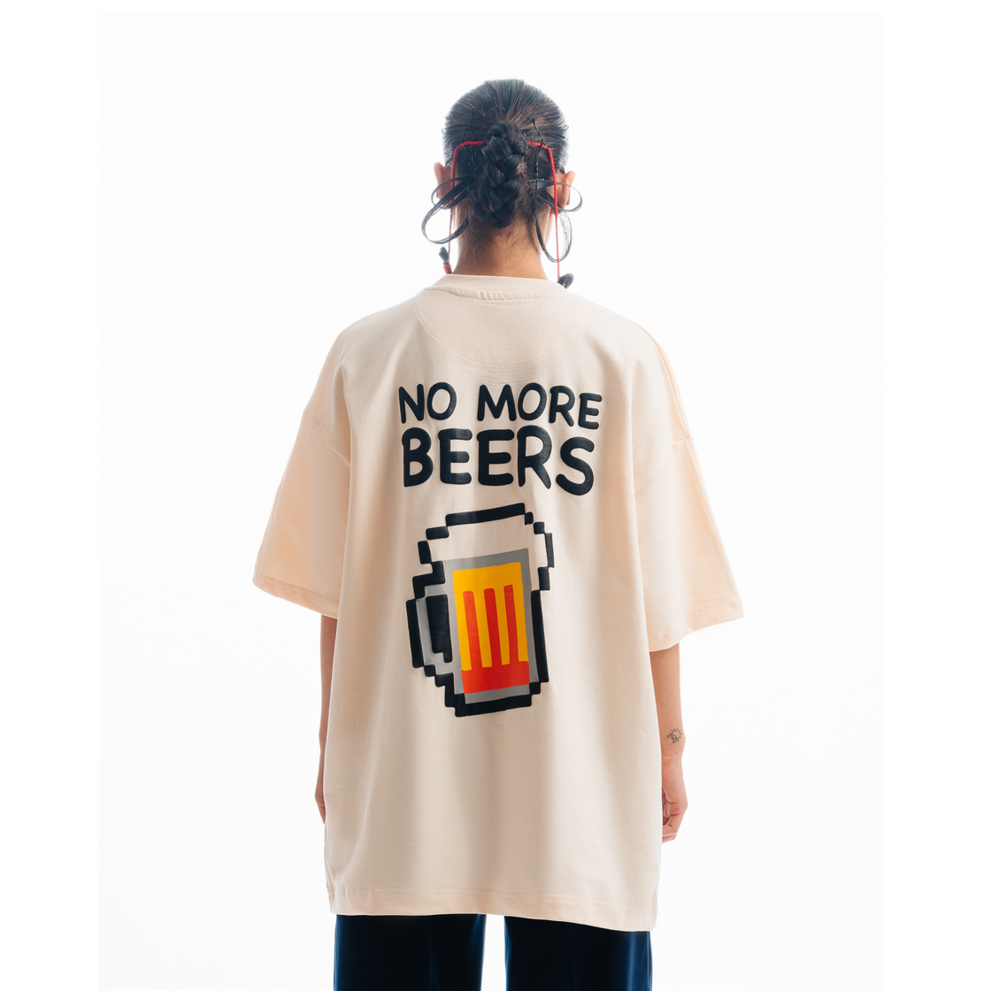 Beer Printed Cream T-shirt