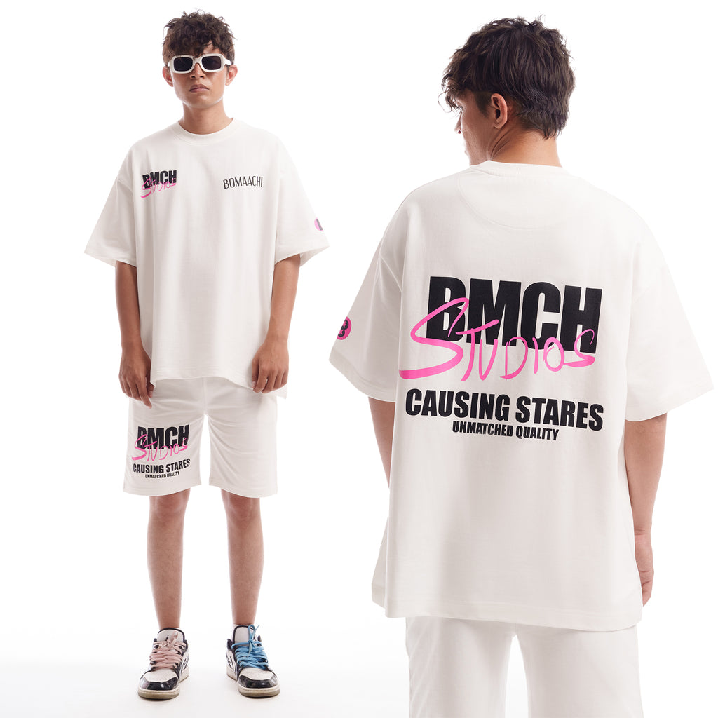 BMCH PRINTED OFF-WHITE SHORTS