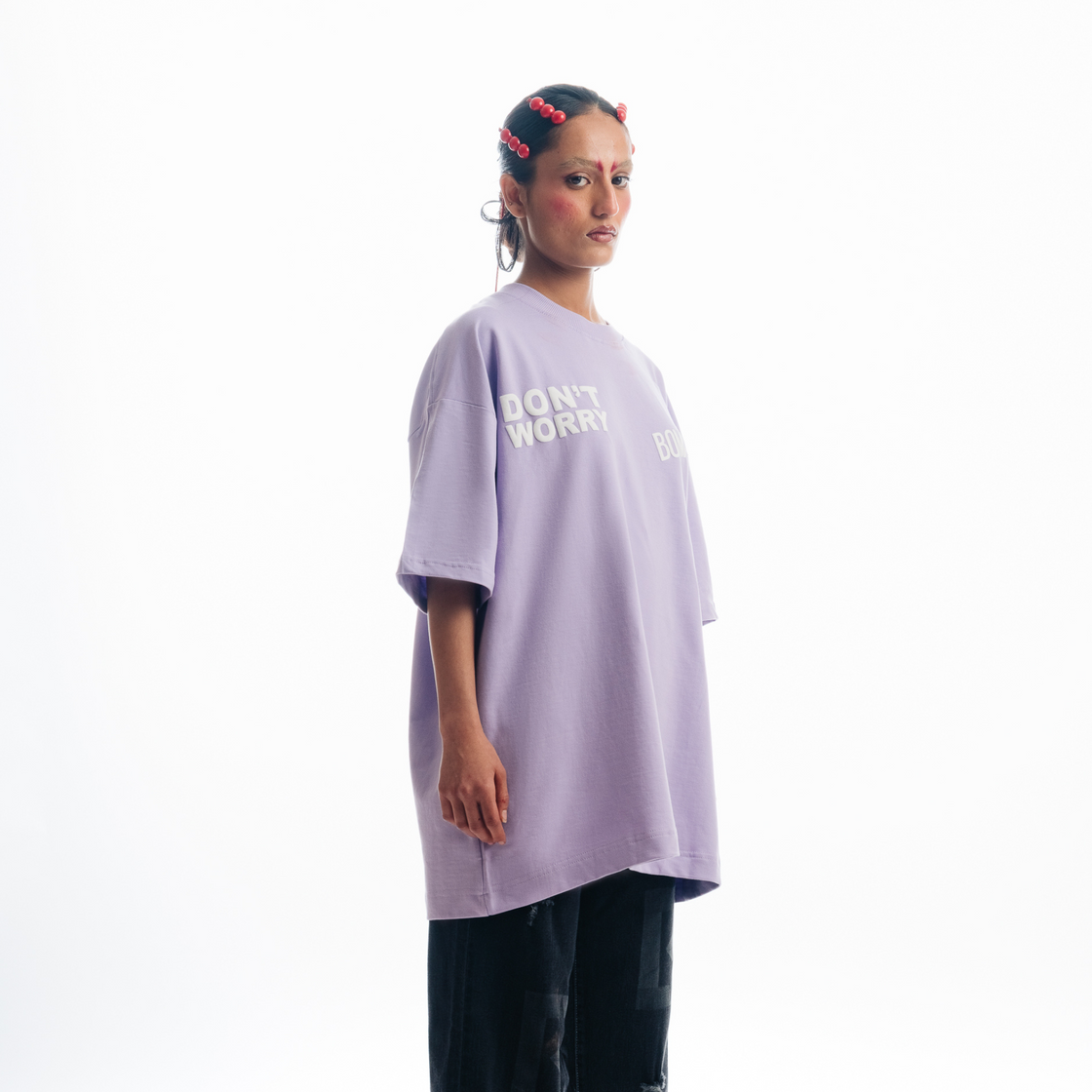 Don't Worry Printed Lilac T-shirt