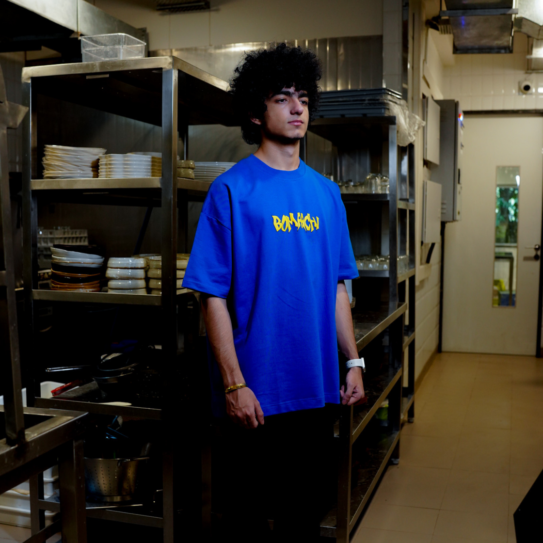 Microwaved Joints Printed Cobalt Blue T-shirt