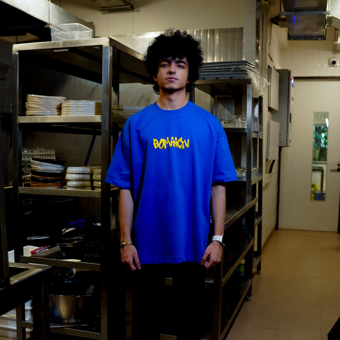 Microwaved Joints Printed Cobalt Blue T-shirt