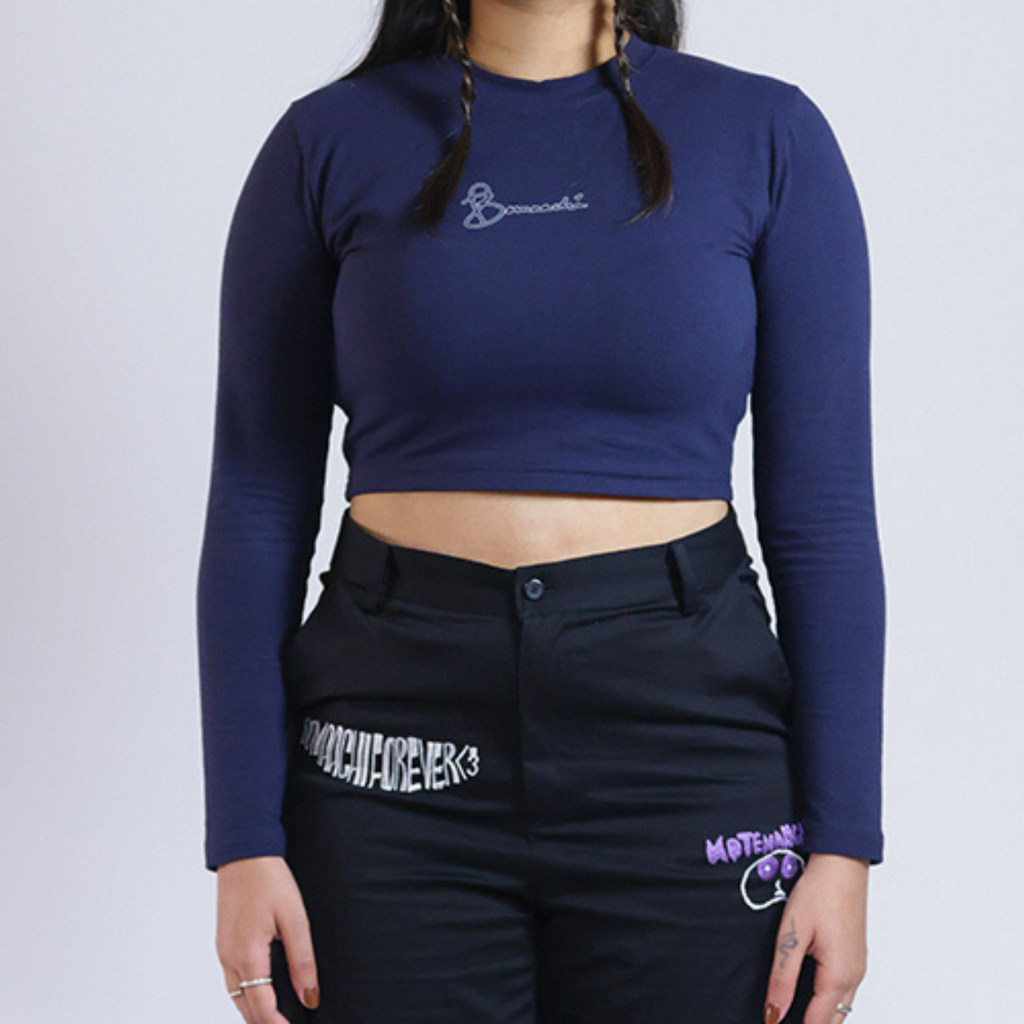 Reflective Printed Crop Top (navy)