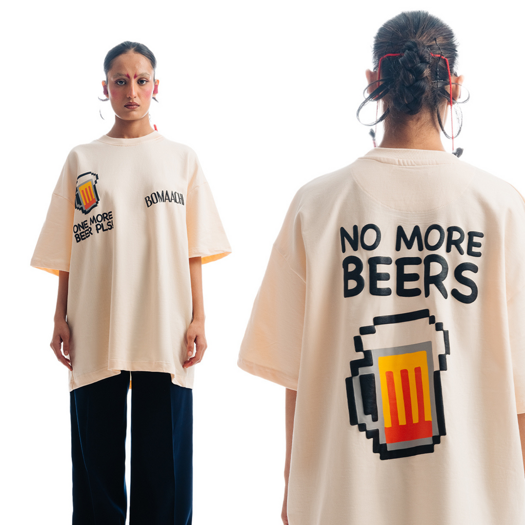 Beer Printed Cream T-shirt