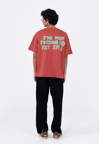 Not Trying To Fit In Scribbled Brick Red T-shirt