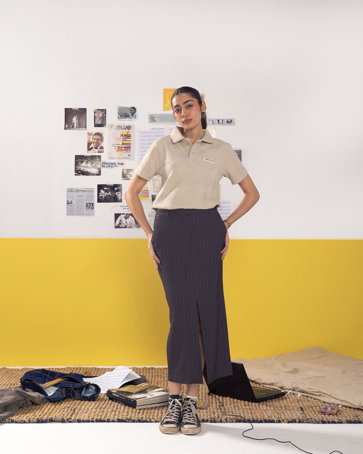 Textured Polo Oat T-shirt (Regular Fit)