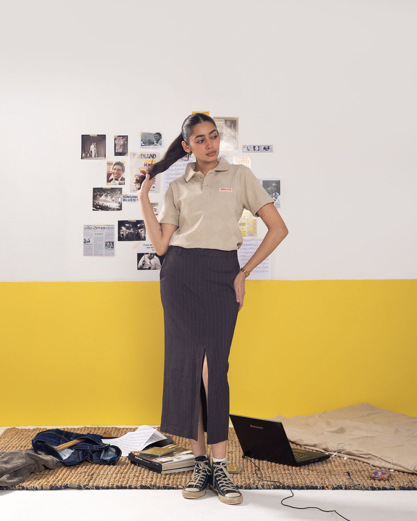 Textured Polo Oat T-shirt (Regular Fit)