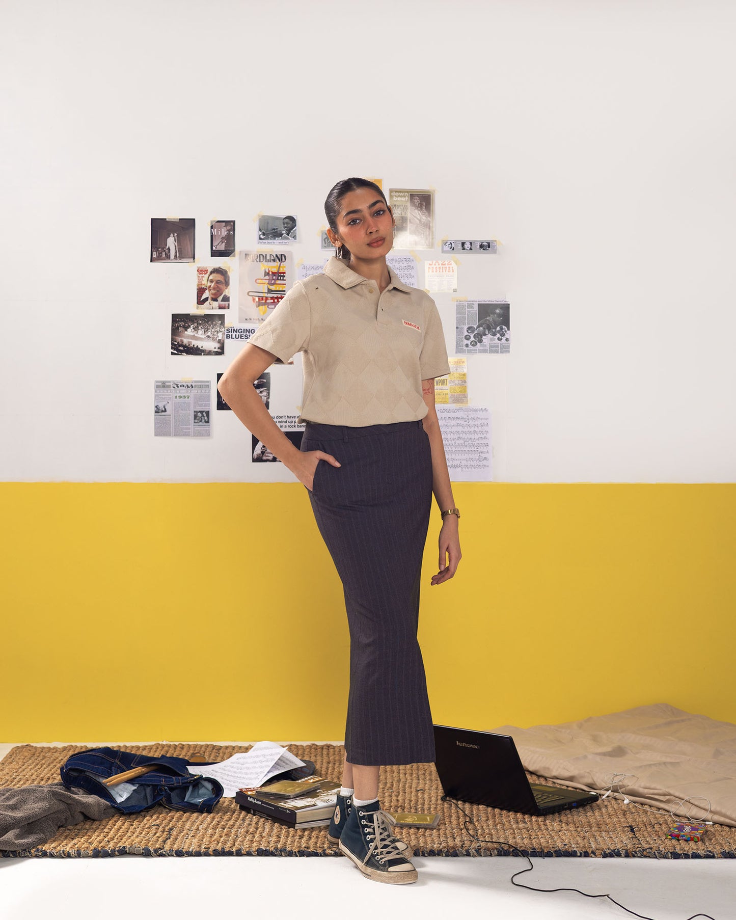 Textured Polo Oat T-shirt (Regular Fit)