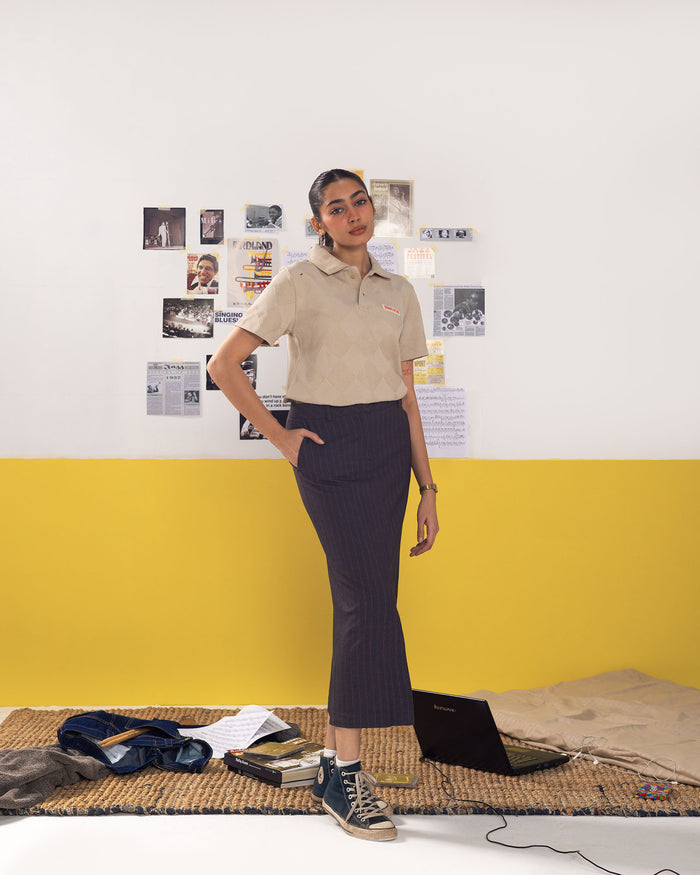 Textured Polo Oat T-shirt (Regular Fit)