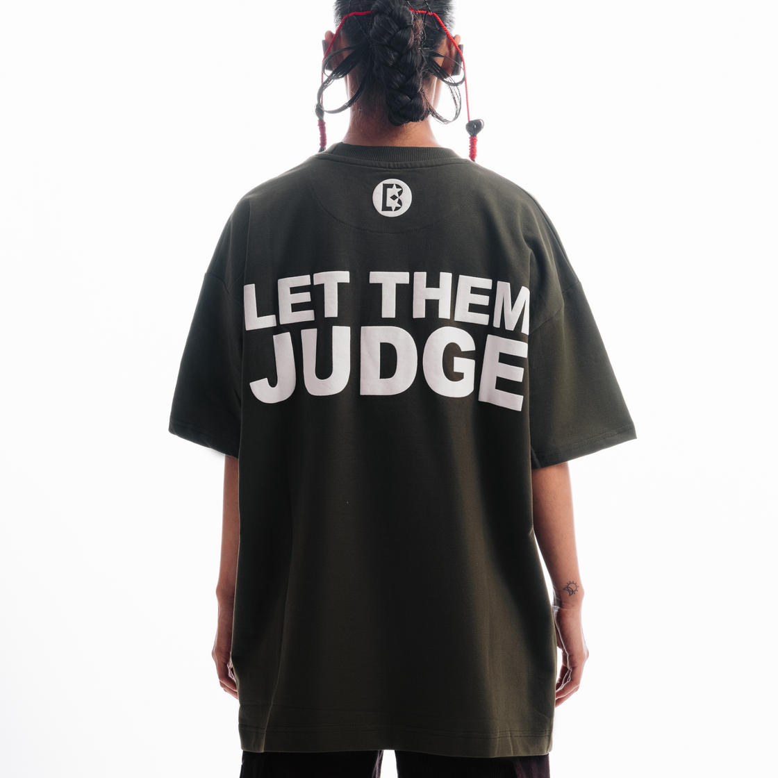 Let Them Judge Printed Olive Green T-shirt
