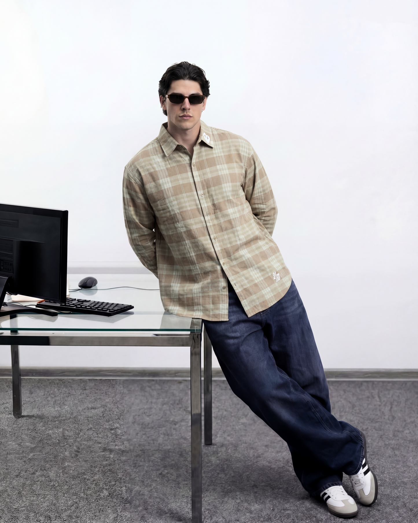 Checkered Shirt Beige