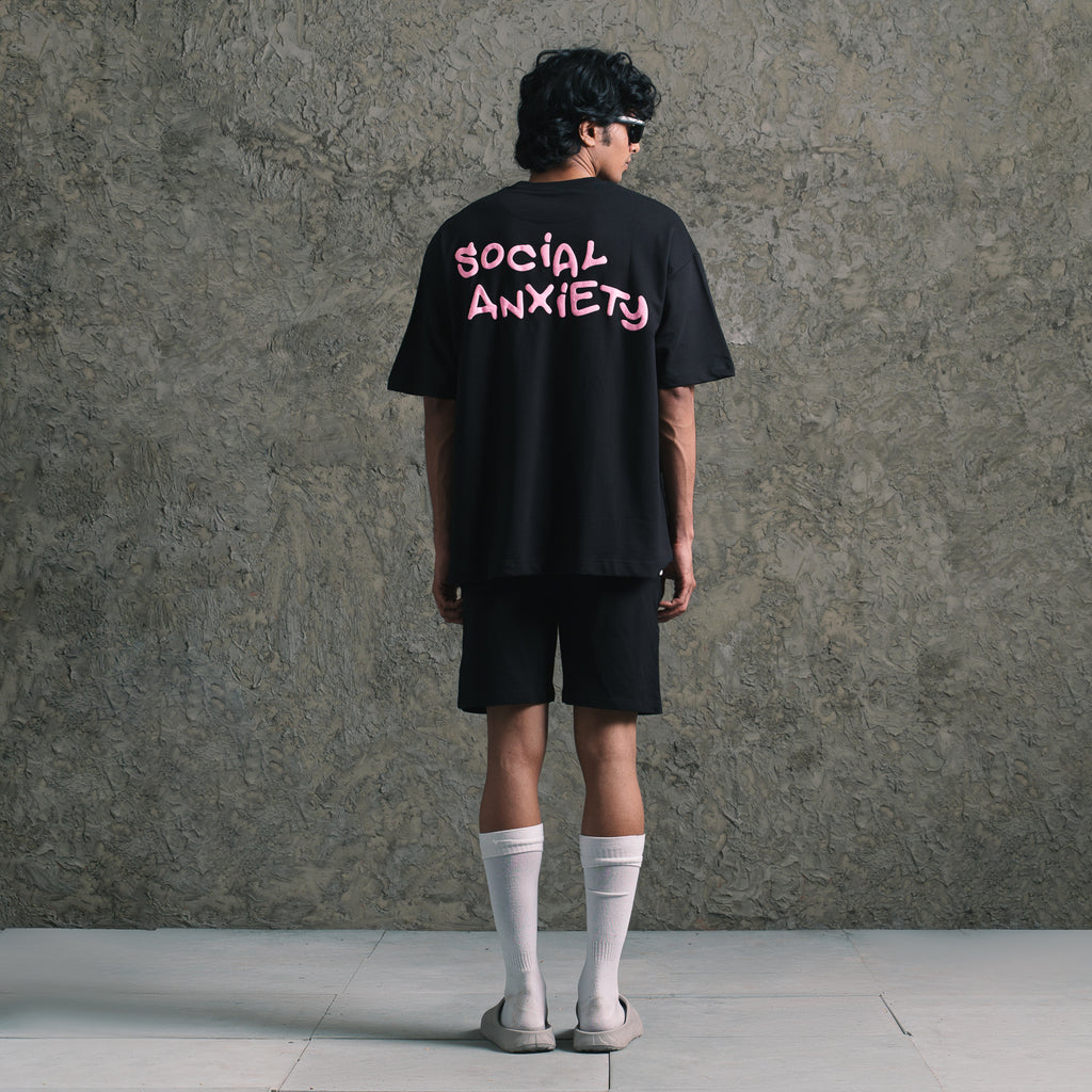 TOO SOBER & SOCIAL ANXIETY BLACK T-SHIRT