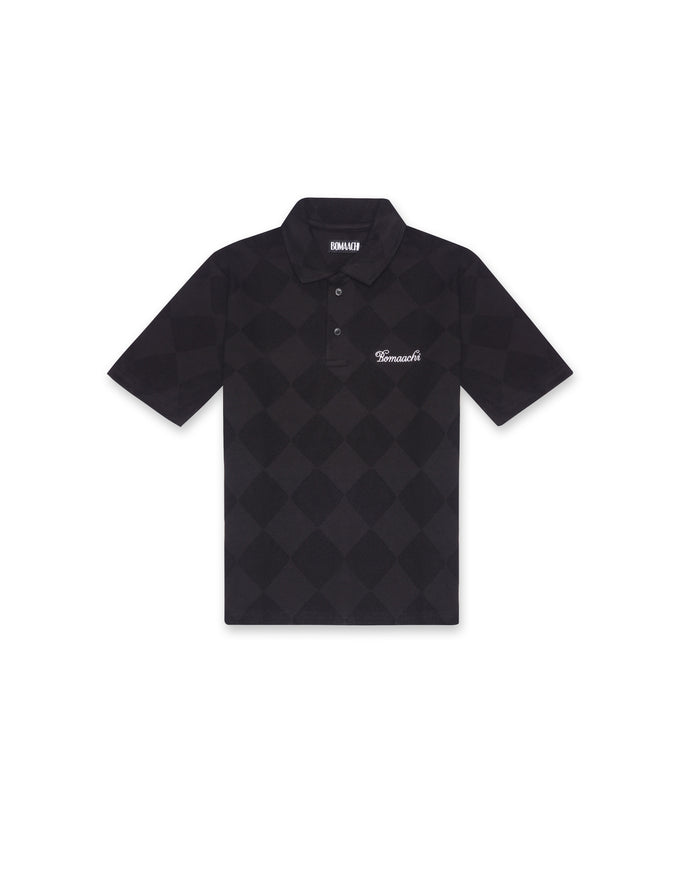 Textured Polo Black T-shirt (Regular Fit)
