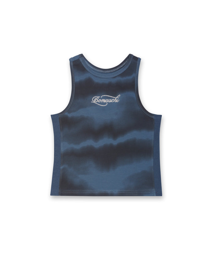 Rope Embroidered Blue Tank Top