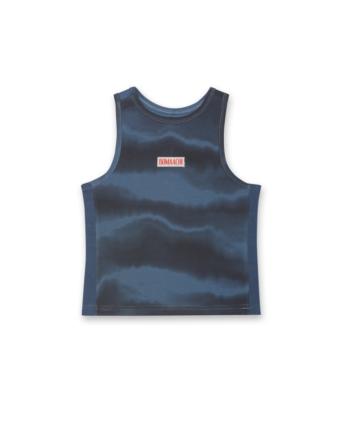 Woven Patch Blue Tank Top