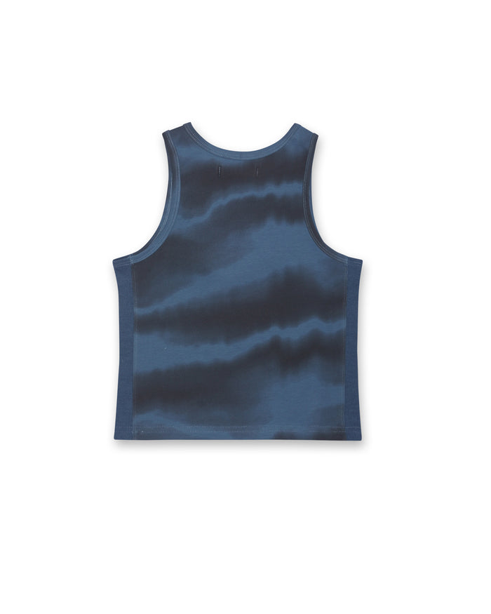 Woven Patch Blue Tank Top