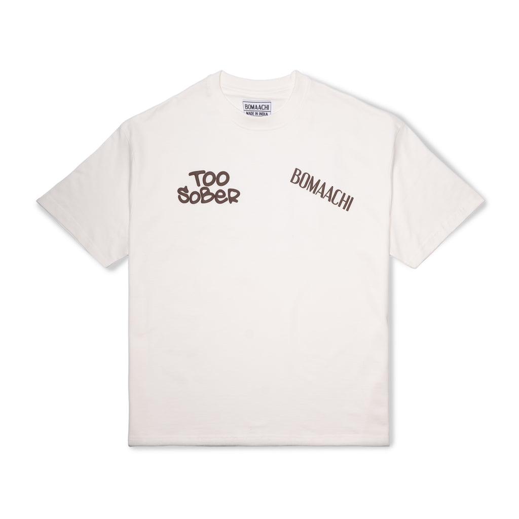 TOO SOBER & SOCIAL ANXIETY OFF WHITE T-SHIRT