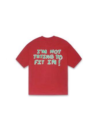 Not Trying To Fit In Scribbled Brick Red T-shirt