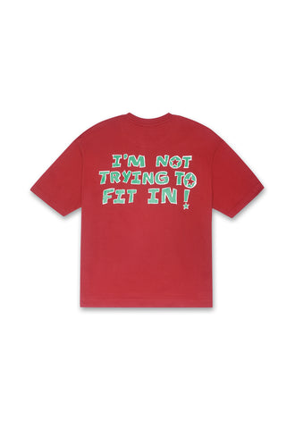 Not Trying To Fit In Scribbled Brick Red T-shirt