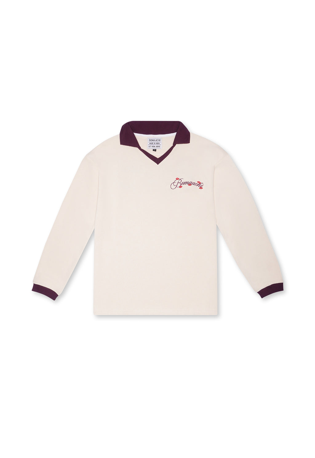 Only Kisses Beige Oversized Full-Sleeve Polo