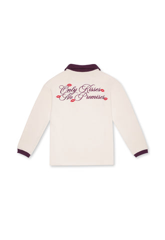 Only Kisses Beige Oversized Full-Sleeve Polo