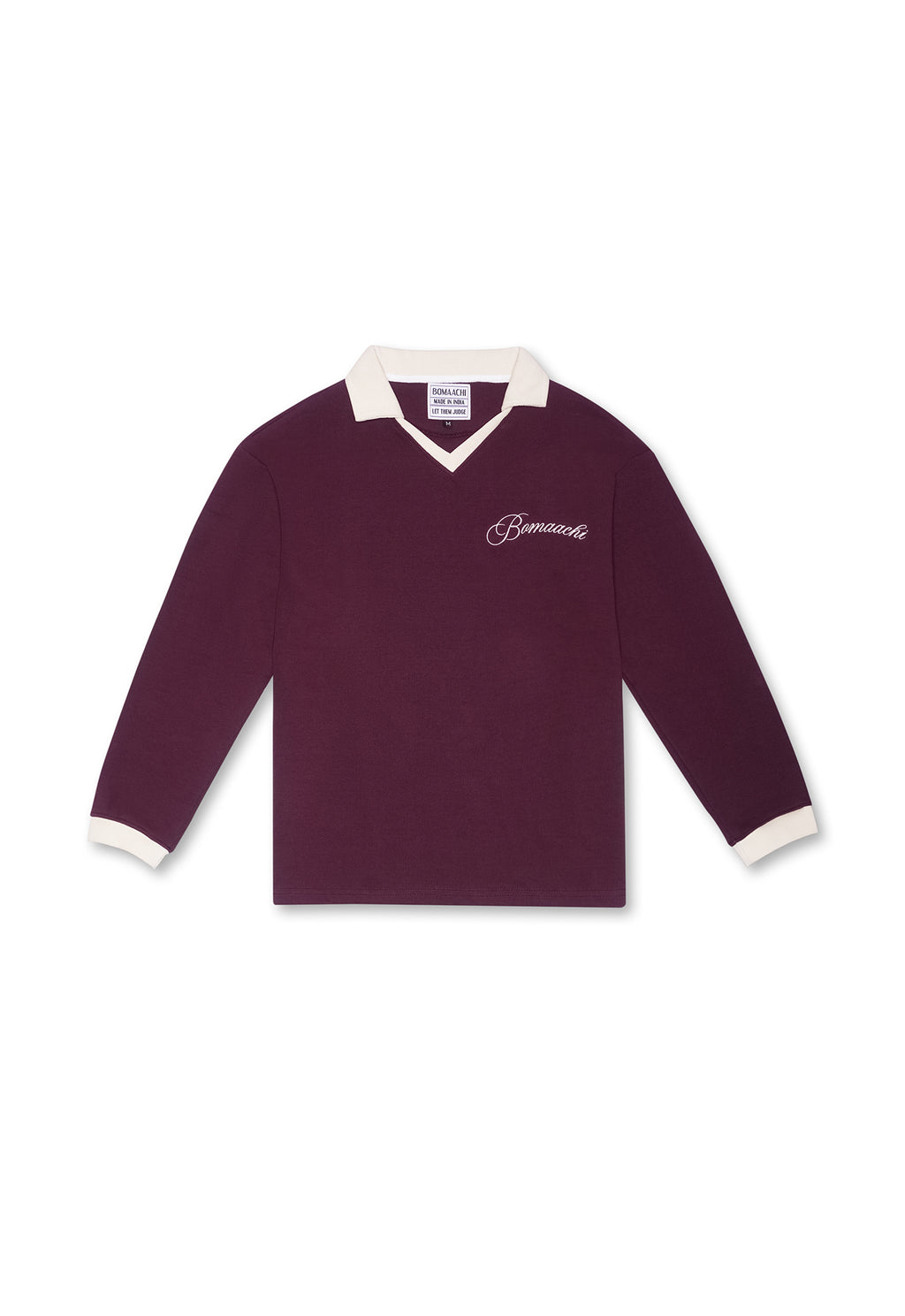 Only Kisses Burgandy Oversized Full-Sleeve Polo
