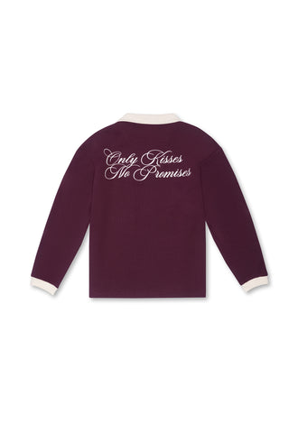 Only Kisses Burgandy Oversized Full-Sleeve Polo