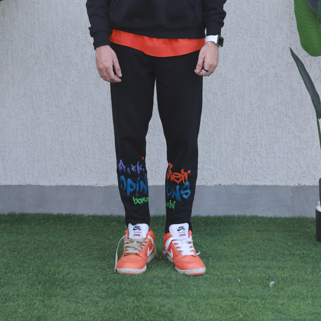 Unisex FTO multi-color Printed Joggers Black