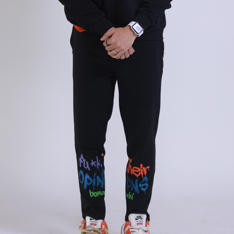 Unisex FTO multi-color Printed Joggers Black