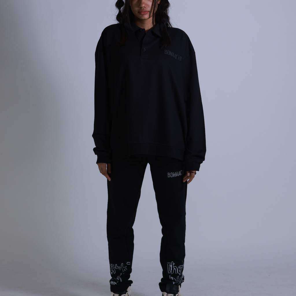 Oversized Printed Polo Black