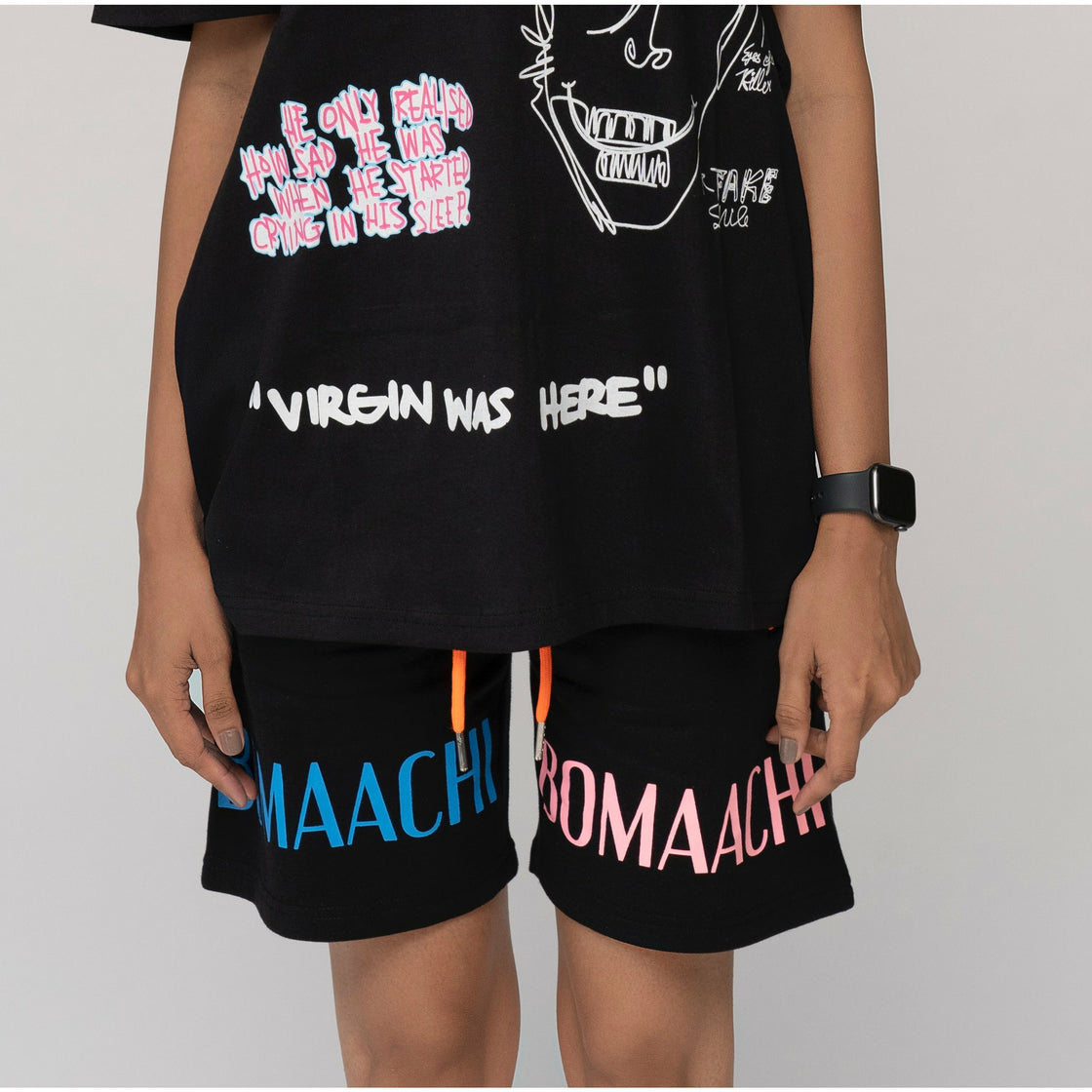 Multi-colour Printed Black Shorts